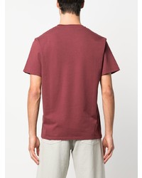 T-shirt girocollo ricamata rossa di MAISON KITSUNÉ