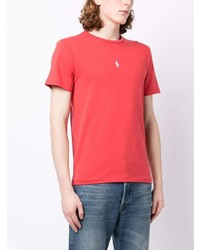 T-shirt girocollo ricamata rossa di Polo Ralph Lauren