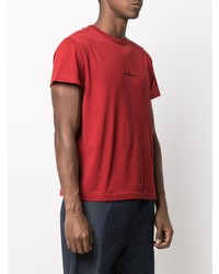 T-shirt girocollo ricamata rossa di Maison Margiela