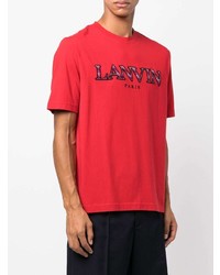 T-shirt girocollo ricamata rossa di Lanvin