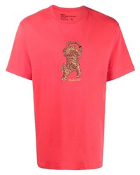 T-shirt girocollo ricamata rossa di Maharishi