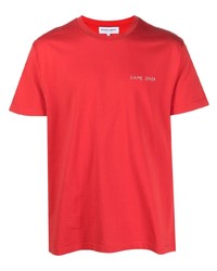 T-shirt girocollo ricamata rossa di Maison Labiche