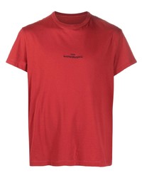 T-shirt girocollo ricamata rossa di Maison Margiela