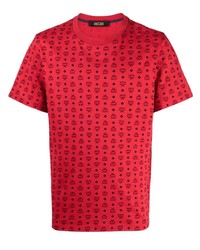 T-shirt girocollo ricamata rossa di MCM