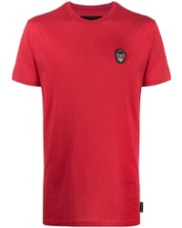 T-shirt girocollo ricamata rossa di Philipp Plein