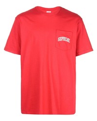 T-shirt girocollo ricamata rossa di Supreme