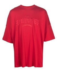 T-shirt girocollo ricamata rossa di Tommy Hilfiger