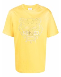 T-shirt girocollo ricamata senape di Kenzo