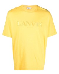 T-shirt girocollo ricamata senape di Lanvin