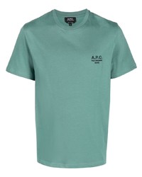 T-shirt girocollo ricamata verde menta di A.P.C.