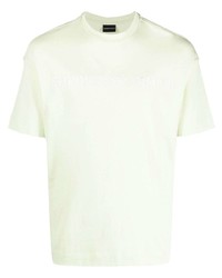 T-shirt girocollo ricamata verde menta di Emporio Armani