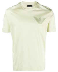 T-shirt girocollo ricamata verde menta di Emporio Armani