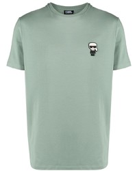 T-shirt girocollo ricamata verde menta di Karl Lagerfeld