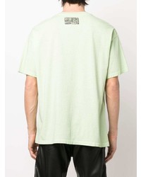 T-shirt girocollo ricamata verde menta di Roberto Cavalli