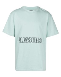 T-shirt girocollo ricamata verde menta di Pleasures