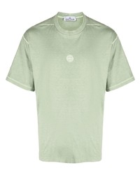T-shirt girocollo ricamata verde menta di Stone Island