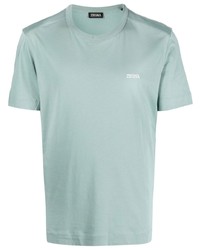T-shirt girocollo ricamata verde menta di Zegna