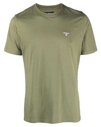 T-shirt girocollo ricamata verde oliva di Barbour