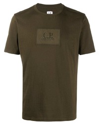 T-shirt girocollo ricamata verde oliva di C.P. Company