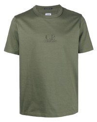 T-shirt girocollo ricamata verde oliva di C.P. Company