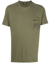 T-shirt girocollo ricamata verde oliva di Dondup