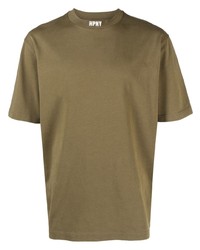 T-shirt girocollo ricamata verde oliva di Heron Preston