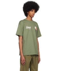 T-shirt girocollo ricamata verde oliva di Adish