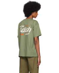 T-shirt girocollo ricamata verde oliva di Adish