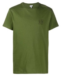 T-shirt girocollo ricamata verde oliva di Loewe