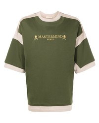 T-shirt girocollo ricamata verde oliva di Mastermind World