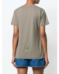 T-shirt girocollo ricamata verde oliva di Mr & Mrs Italy