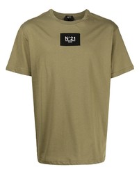 T-shirt girocollo ricamata verde oliva di N°21