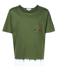 T-shirt girocollo ricamata verde oliva di Nick Fouquet