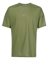 T-shirt girocollo ricamata verde oliva di Stone Island