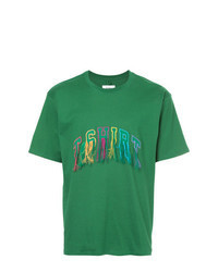 T-shirt girocollo ricamata verde
