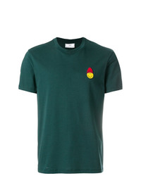T-shirt girocollo ricamata verde scuro di AMI Alexandre Mattiussi
