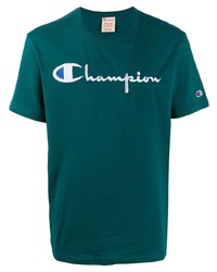 T-shirt girocollo ricamata verde scuro di Champion