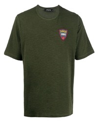 T-shirt girocollo ricamata verde scuro di DSQUARED2