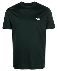 T-shirt girocollo ricamata verde scuro di Emporio Armani