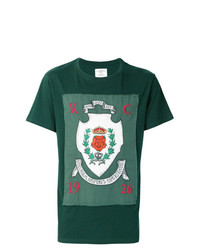 T-shirt girocollo ricamata verde scuro di Kent & Curwen