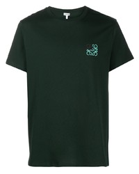 T-shirt girocollo ricamata verde scuro di Loewe