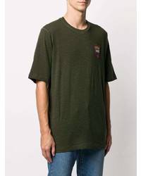 T-shirt girocollo ricamata verde scuro di DSQUARED2