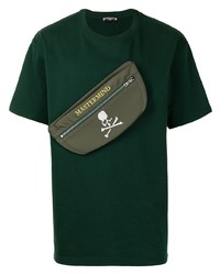 T-shirt girocollo ricamata verde scuro di Mastermind World