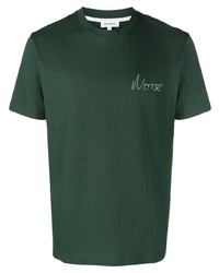 T-shirt girocollo ricamata verde scuro di Norse Projects