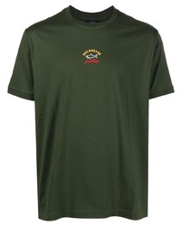 T-shirt girocollo ricamata verde scuro di Paul & Shark