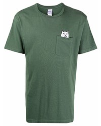 T-shirt girocollo ricamata verde scuro di RIPNDIP