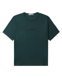 T-shirt girocollo ricamata verde scuro di Stone Island