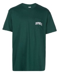 T-shirt girocollo ricamata verde scuro di Supreme
