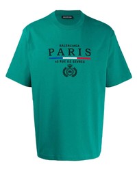 T-shirt girocollo ricamata verde di Balenciaga
