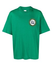 T-shirt girocollo ricamata verde di Emporio Armani